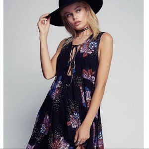 Free People Lovely Day Black Floral Print Dress